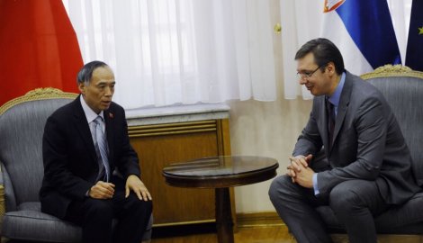 Aleksandar Vučić u razgovoru sa Li Manchangom